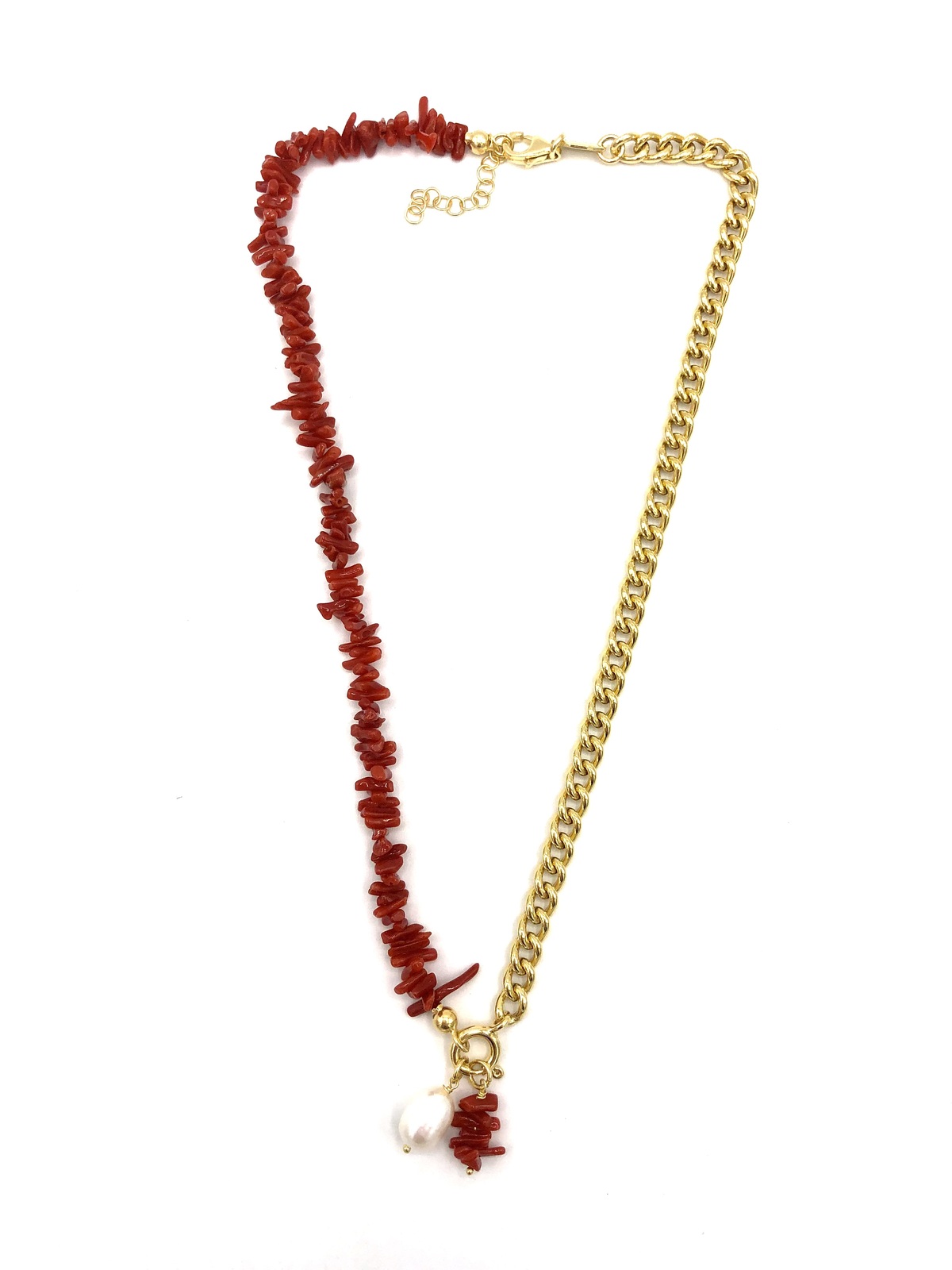 Bracelet in silver tit. 925m. with coral and pearl.