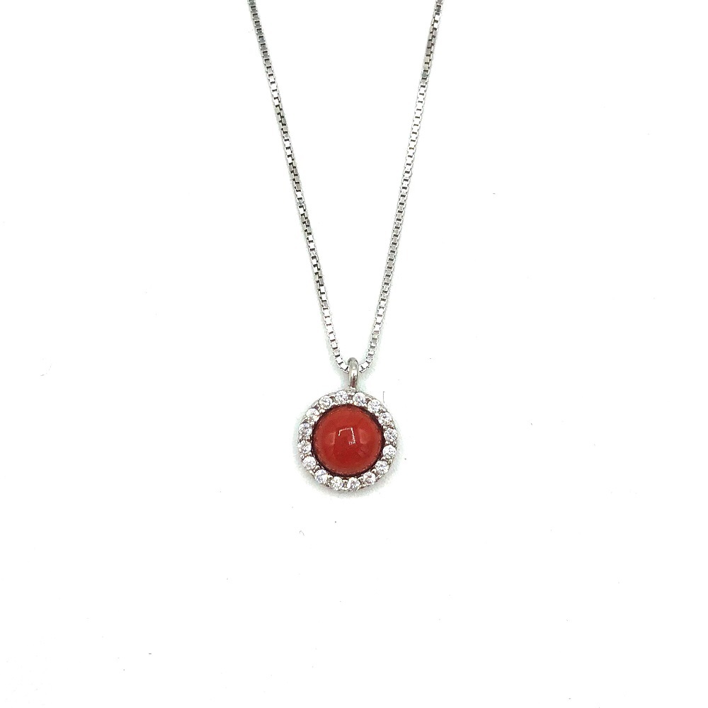 Necklace in silver tit. 925m. with coral.