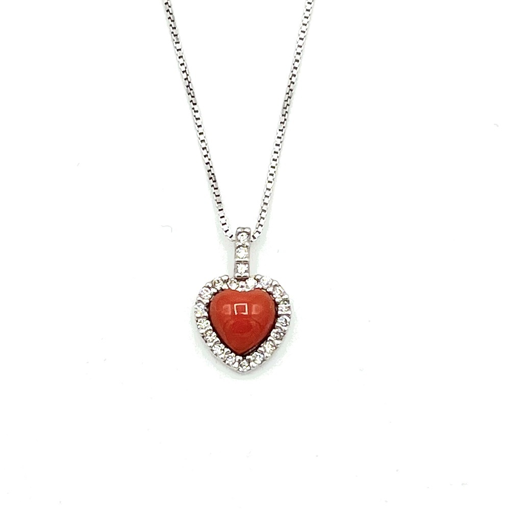 Necklace in silver tit. 925m. with coral.