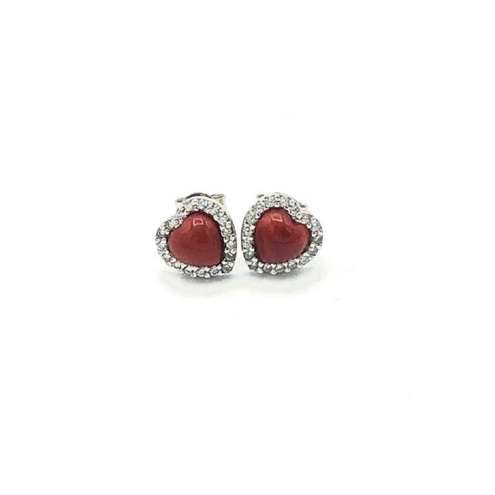 Orecchini in argento tit. 925m. con corallo