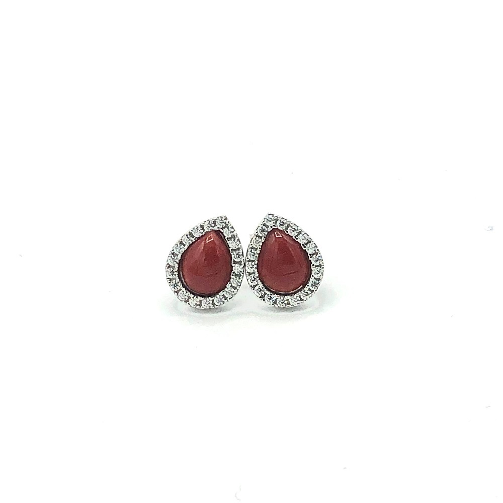 Orecchini in argento tit. 925m. con corallo