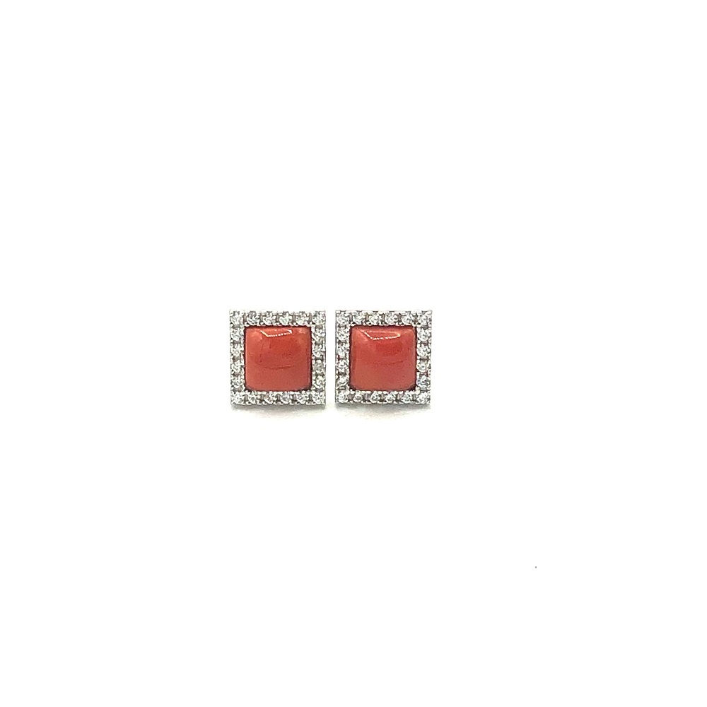 Orecchini in argento tit. 925m. con corallo