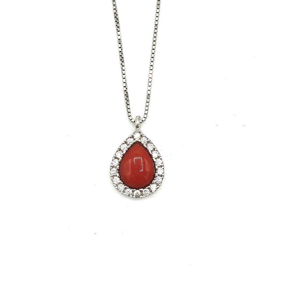 Necklace in silver tit. 925m. with coral.