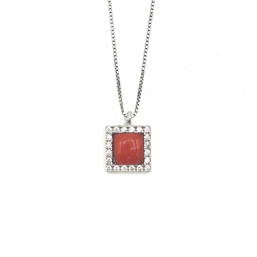 Necklace in silver tit. 925m. with coral. - KC11G