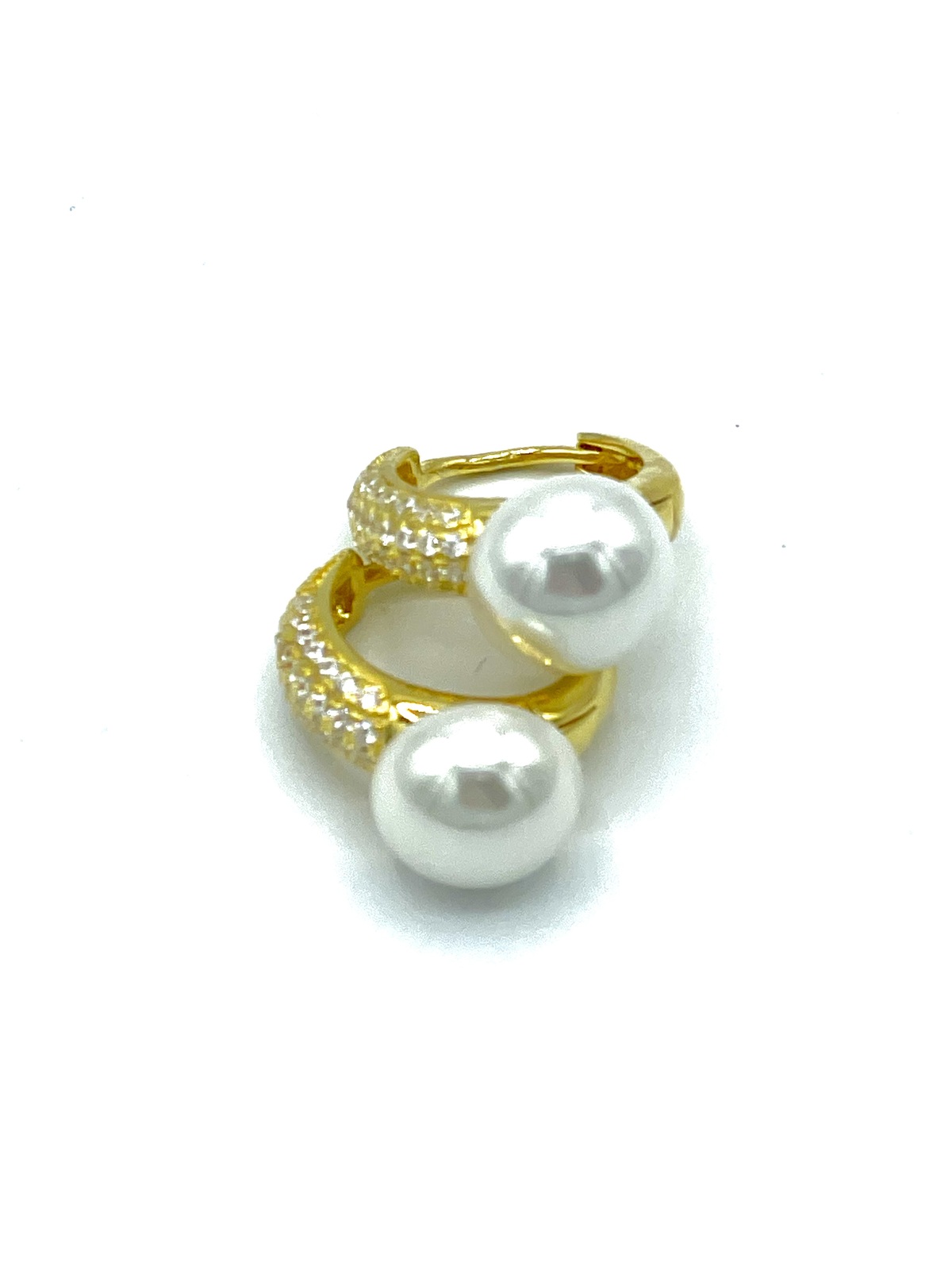 Cerchi in argento tit. 925m. con zirconi e perla - O297G