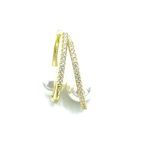 Cerchi in argento tit. 925m. con zirconi e perla