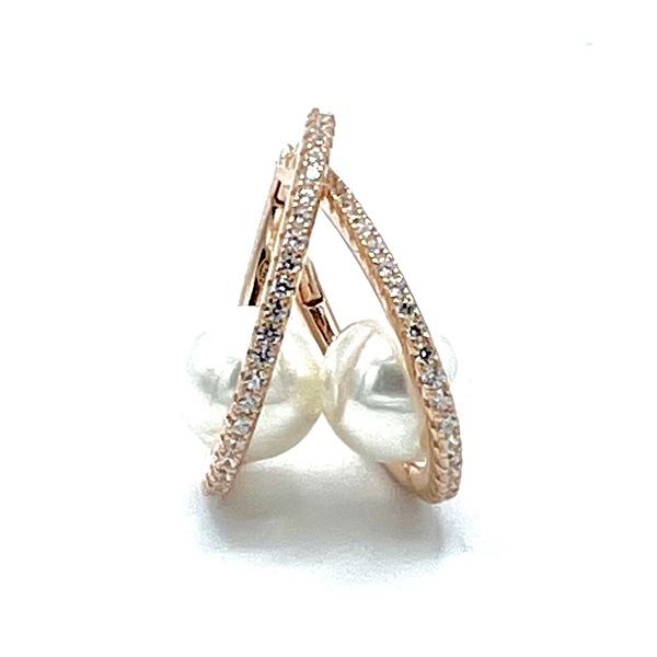 Cerchi in argento tit. 925m. con zirconi e perla