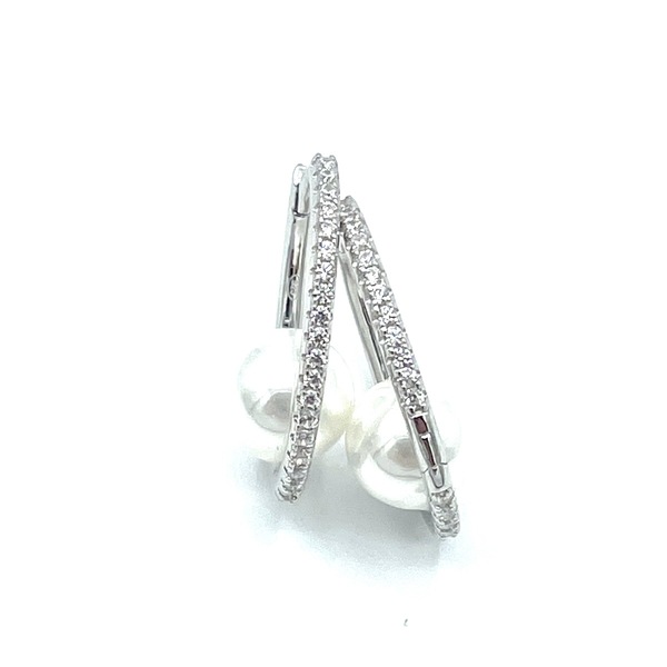 Cerchi in argento tit. 925m. con zirconi e perla
