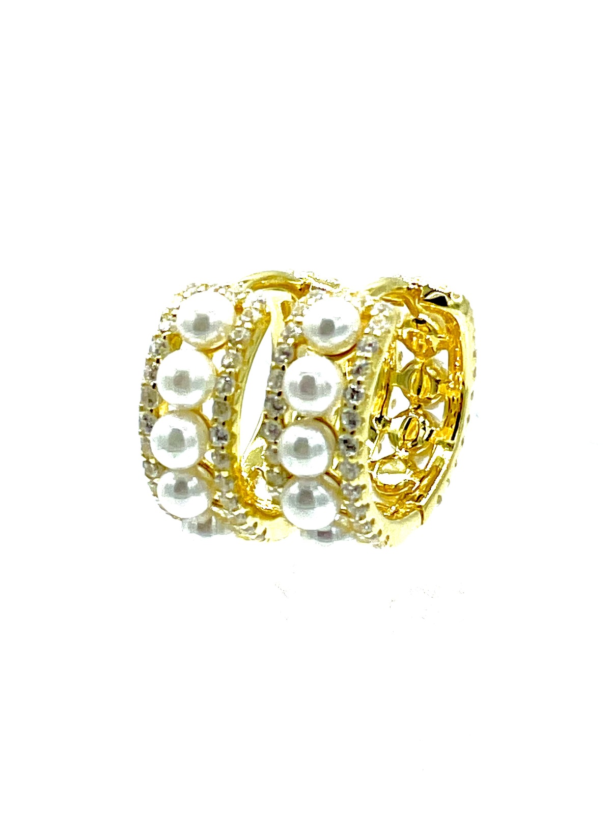 Cerchi in argento tit. 925m. con zirconi e perla - O318G