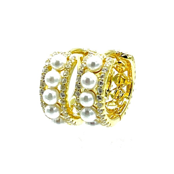 Hoops in silver tit. 925m. with cz. and pearl.