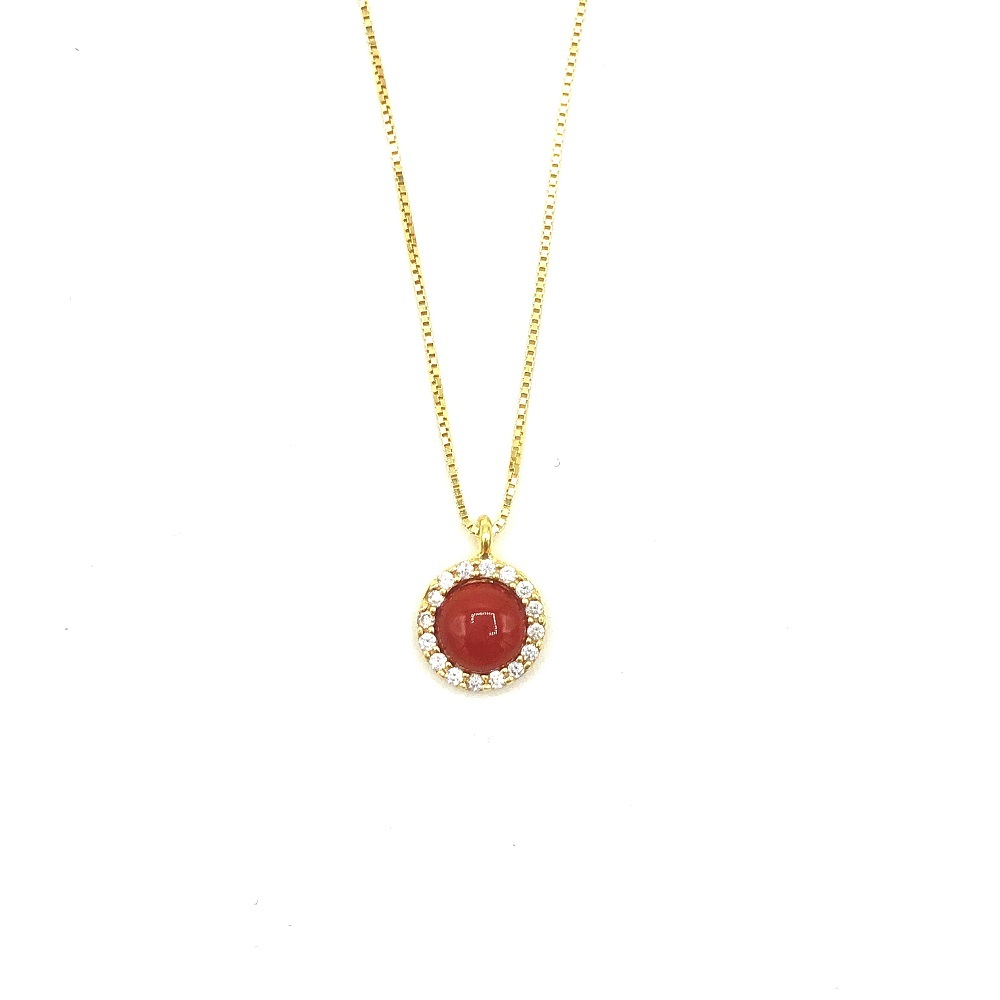 Collana in argento tit. 925m. con corallo - KC08G
