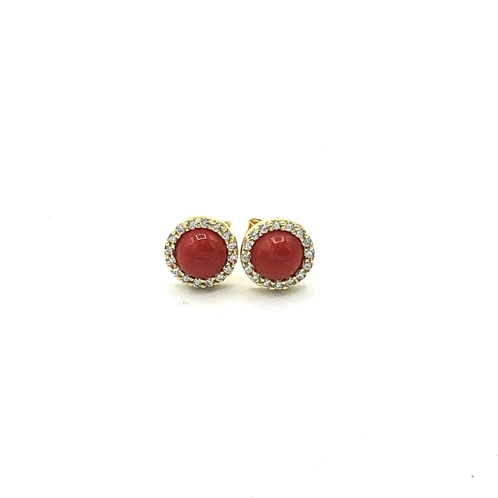 Earrings in silver tit. 925m. with coral. - OR05G