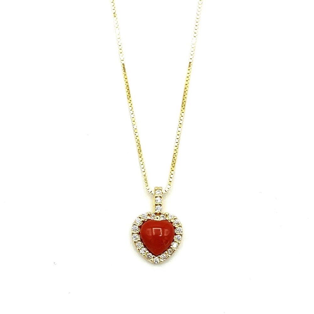 Collana in argento tit. 925m. con corallo - KC09G