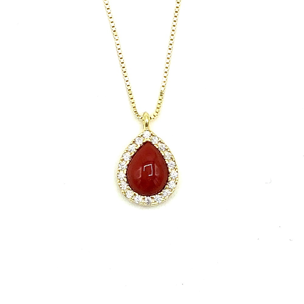 Collana in argento tit. 925m. con corallo - KC10G