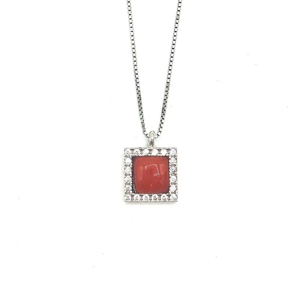 Necklace in silver tit. 925m. with coral.